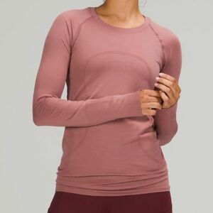 LULULEMON Spiced Chai Swiftly Tech 2.0 Long-Sleeve Waist Active Shirt Size 14
